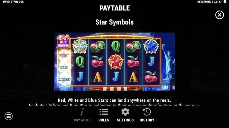 Super Stars USA - siombailí réalta i Hold & Win